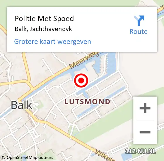 Locatie op kaart van de 112 melding: Politie Met Spoed Naar Balk, Jachthavendyk op 19 april 2022 15:37