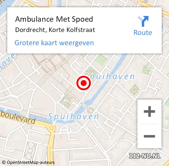 Locatie op kaart van de 112 melding: Ambulance Met Spoed Naar Dordrecht, Korte Kolfstraat op 19 april 2022 15:44
