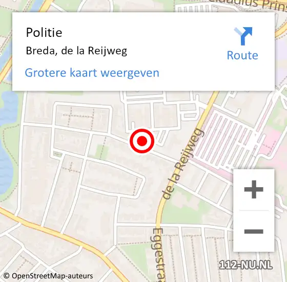 Locatie op kaart van de 112 melding: Politie Breda, de la Reijweg op 19 april 2022 15:46