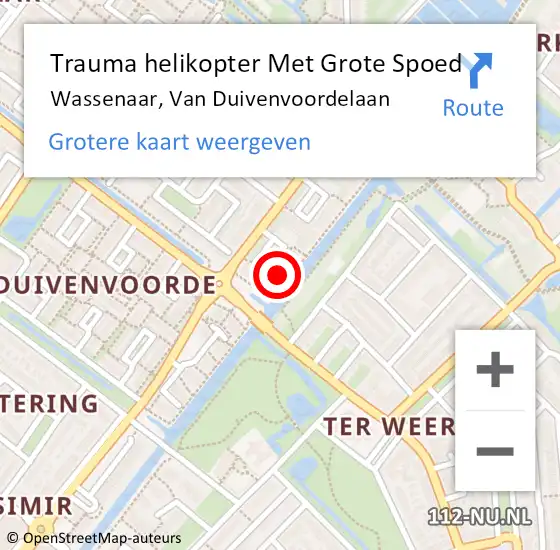 Locatie op kaart van de 112 melding: Trauma helikopter Met Grote Spoed Naar Wassenaar, Van Duivenvoordelaan op 19 april 2022 15:54