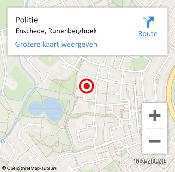 Locatie op kaart van de 112 melding: Politie Enschede, Runenberghoek op 19 april 2022 16:21