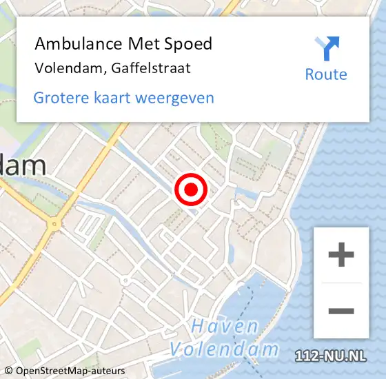 Locatie op kaart van de 112 melding: Ambulance Met Spoed Naar Volendam, Gaffelstraat op 14 juli 2014 21:35