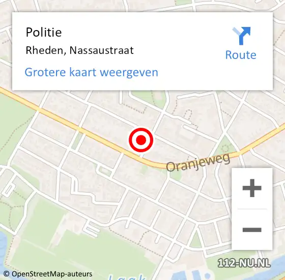 Locatie op kaart van de 112 melding: Politie Rheden, Nassaustraat op 19 april 2022 16:37