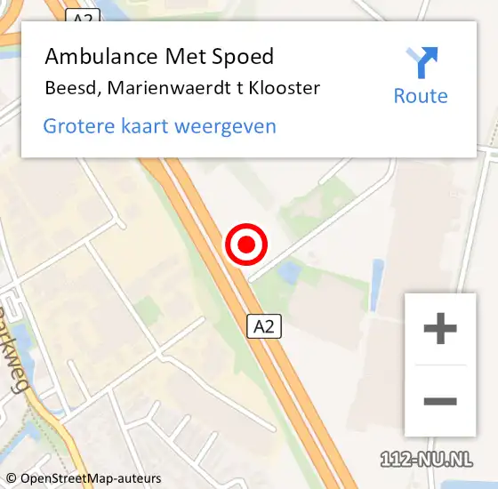 Locatie op kaart van de 112 melding: Ambulance Met Spoed Naar Beesd, Oude Waag op 19 april 2022 16:41