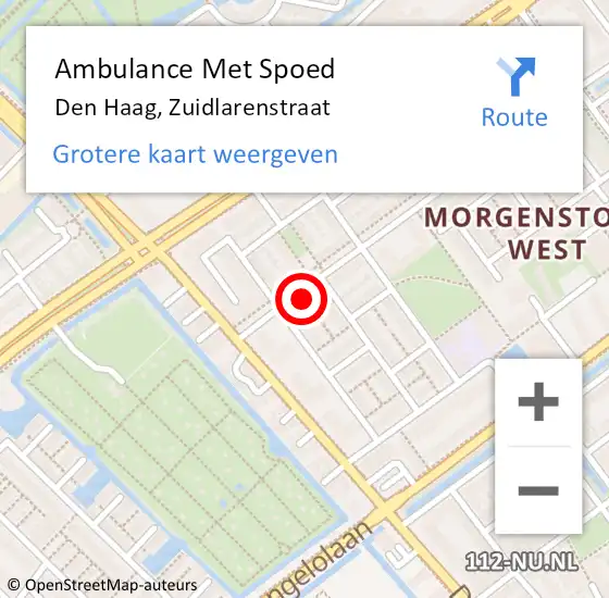 Locatie op kaart van de 112 melding: Ambulance Met Spoed Naar Den Haag, Zuidlarenstraat op 19 april 2022 16:43