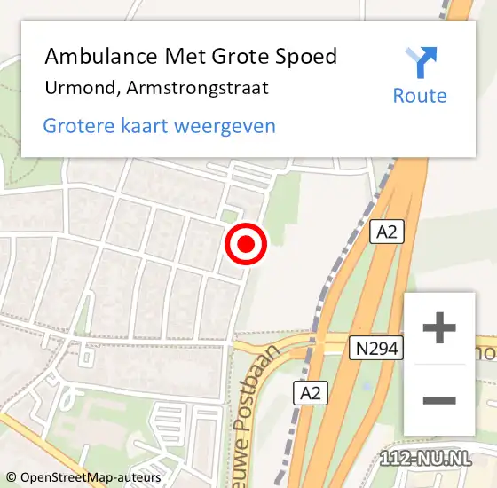 Locatie op kaart van de 112 melding: Ambulance Met Grote Spoed Naar Urmond, Armstrongstraat op 14 juli 2014 21:38