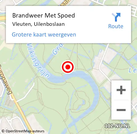 Locatie op kaart van de 112 melding: Brandweer Met Spoed Naar Vleuten, Uilenboslaan op 19 april 2022 17:06