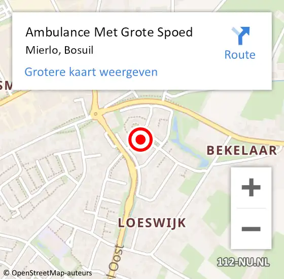 Locatie op kaart van de 112 melding: Ambulance Met Grote Spoed Naar Mierlo, Bosuil op 14 juli 2014 21:40