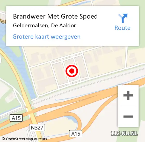 Locatie op kaart van de 112 melding: Brandweer Met Grote Spoed Naar Geldermalsen, De Aaldor op 19 april 2022 17:16