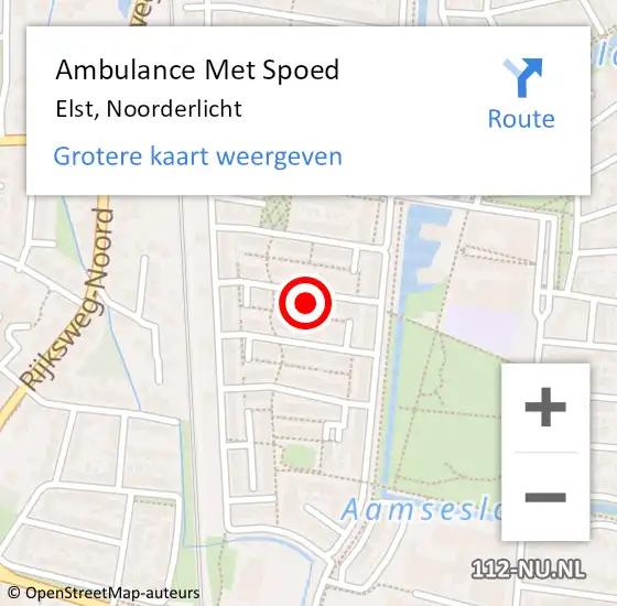 Locatie op kaart van de 112 melding: Ambulance Met Spoed Naar Elst, Noorderlicht op 19 april 2022 17:17