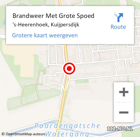 Locatie op kaart van de 112 melding: Brandweer Met Grote Spoed Naar 's-Heerenhoek, Kuijpersdijk op 19 april 2022 17:18