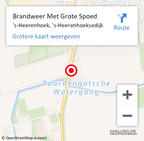 Locatie op kaart van de 112 melding: Brandweer Met Grote Spoed Naar 's-Heerenhoek, 's-Heerenhoeksedijk op 19 april 2022 17:18
