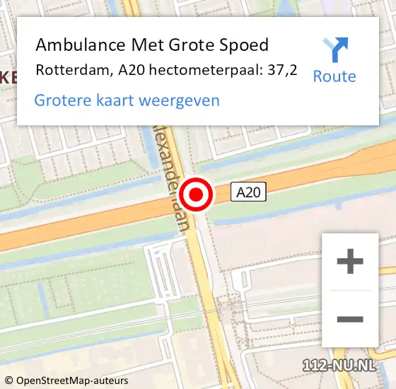 Locatie op kaart van de 112 melding: Ambulance Met Grote Spoed Naar Rotterdam, A20 hectometerpaal: 37,2 op 19 april 2022 17:20