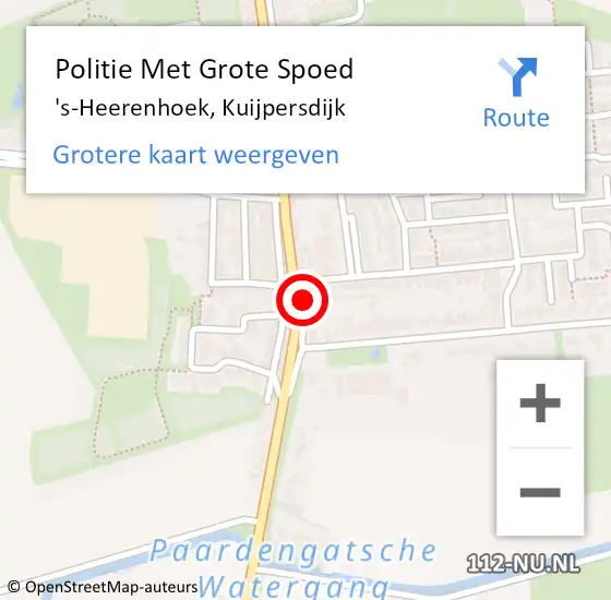 Locatie op kaart van de 112 melding: Politie Met Grote Spoed Naar 's-Heerenhoek, Kuijpersdijk op 19 april 2022 17:20
