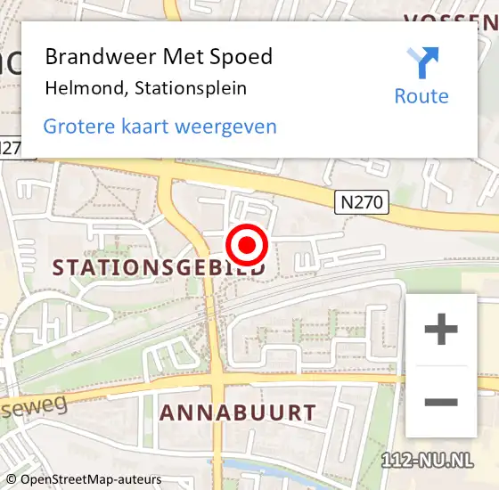 Locatie op kaart van de 112 melding: Brandweer Met Spoed Naar Helmond, Stationsplein op 19 april 2022 17:33