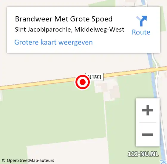 Locatie op kaart van de 112 melding: Brandweer Met Grote Spoed Naar Sint Jacobiparochie, Middelweg-West op 19 april 2022 17:34