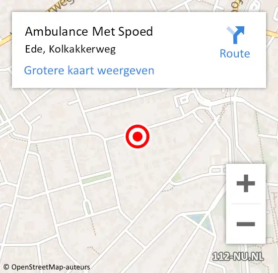 Locatie op kaart van de 112 melding: Ambulance Met Spoed Naar Ede, Kolkakkerweg op 19 april 2022 17:35