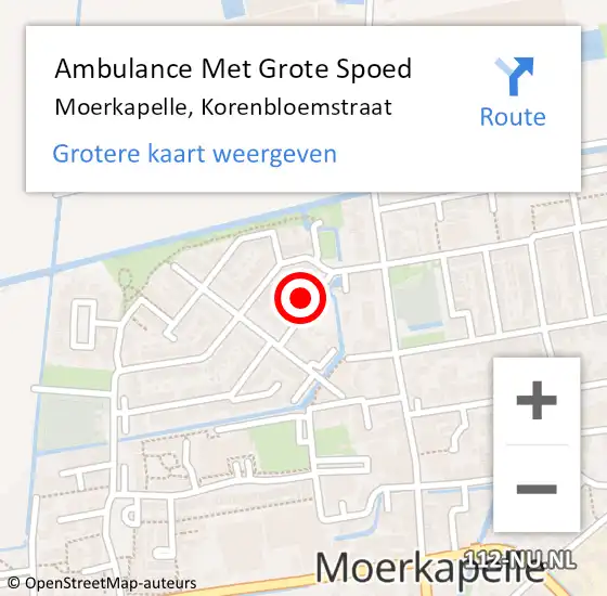 Locatie op kaart van de 112 melding: Ambulance Met Grote Spoed Naar Moerkapelle, Korenbloemstraat op 19 april 2022 17:36