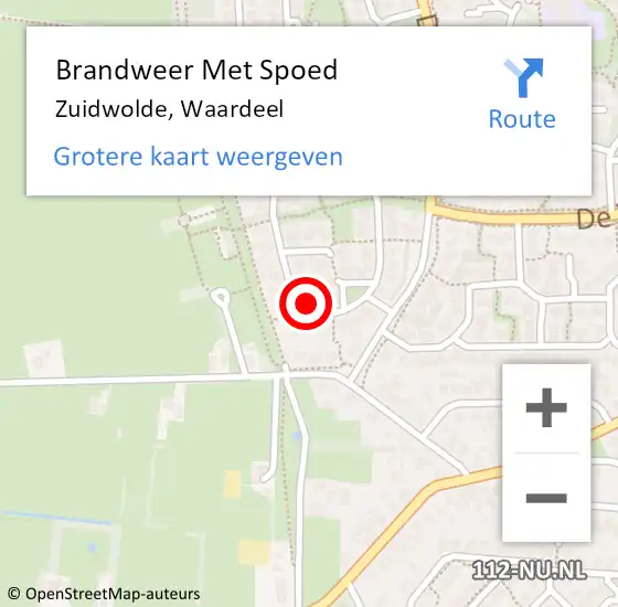 Locatie op kaart van de 112 melding: Brandweer Met Spoed Naar Zuidwolde, Waardeel op 19 april 2022 17:37