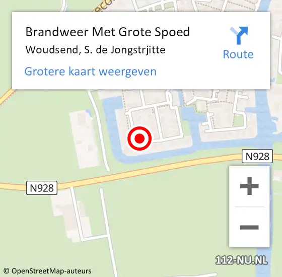 Locatie op kaart van de 112 melding: Brandweer Met Grote Spoed Naar Woudsend, S. de Jongstrjitte op 19 april 2022 17:54