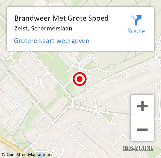 Locatie op kaart van de 112 melding: Brandweer Met Grote Spoed Naar Zeist, Schermerslaan op 19 april 2022 17:58