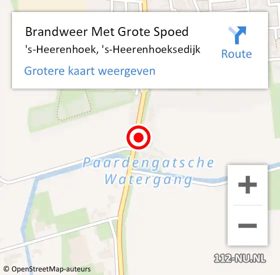 Locatie op kaart van de 112 melding: Brandweer Met Grote Spoed Naar 's-Heerenhoek, 's-Heerenhoeksedijk op 19 april 2022 18:06