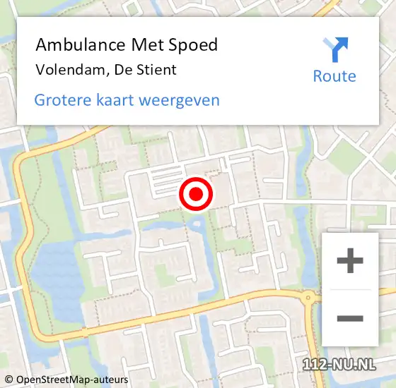 Locatie op kaart van de 112 melding: Ambulance Met Spoed Naar Volendam, De Stient op 19 april 2022 18:15