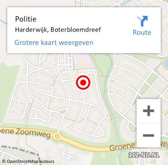 Locatie op kaart van de 112 melding: Politie Harderwijk, Boterbloemdreef op 19 april 2022 18:16