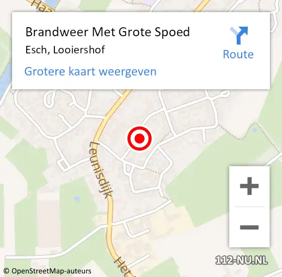 Locatie op kaart van de 112 melding: Brandweer Met Grote Spoed Naar Esch, Looiershof op 19 april 2022 18:30