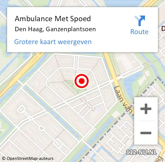 Locatie op kaart van de 112 melding: Ambulance Met Spoed Naar Den Haag, Ganzenplantsoen op 19 april 2022 18:36