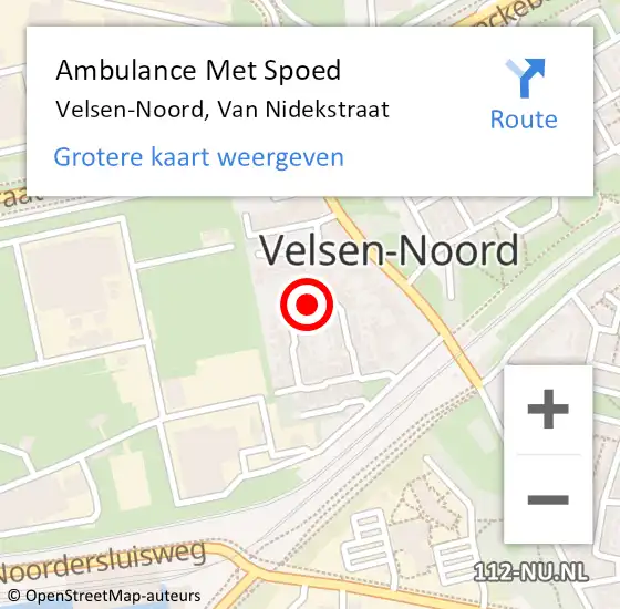 Locatie op kaart van de 112 melding: Ambulance Met Spoed Naar Velsen-Noord, Van Nidekstraat op 19 april 2022 18:46