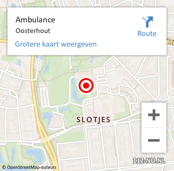 Locatie op kaart van de 112 melding: Ambulance Oosterhout op 19 april 2022 19:15