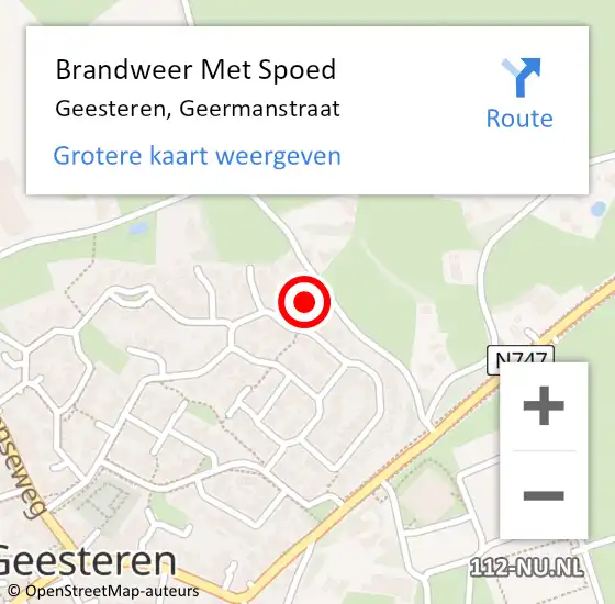 Locatie op kaart van de 112 melding: Brandweer Met Spoed Naar Geesteren, Geermanstraat op 19 april 2022 19:17
