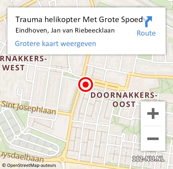 Locatie op kaart van de 112 melding: Trauma helikopter Met Grote Spoed Naar Eindhoven, Jan van Riebeecklaan op 19 april 2022 19:24