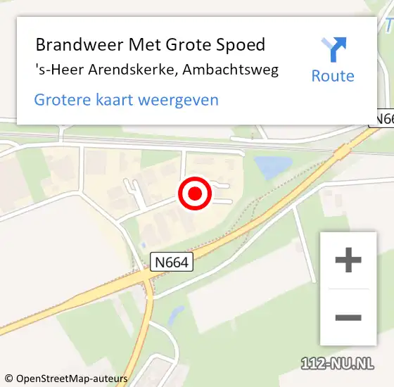 Locatie op kaart van de 112 melding: Brandweer Met Grote Spoed Naar 's-Heer Arendskerke, Ambachtsweg op 19 april 2022 20:04