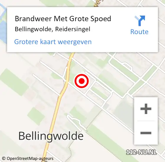 Locatie op kaart van de 112 melding: Brandweer Met Grote Spoed Naar Bellingwolde, Reidersingel op 19 april 2022 20:15