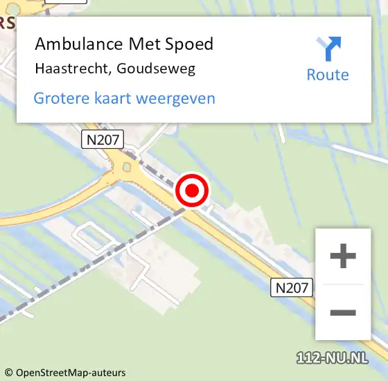 Locatie op kaart van de 112 melding: Ambulance Met Spoed Naar Haastrecht, Goudseweg op 19 april 2022 20:41