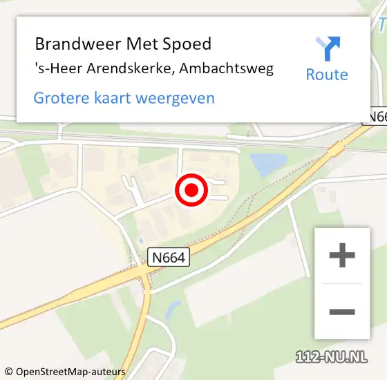 Locatie op kaart van de 112 melding: Brandweer Met Spoed Naar 's-Heer Arendskerke, Ambachtsweg op 19 april 2022 20:47