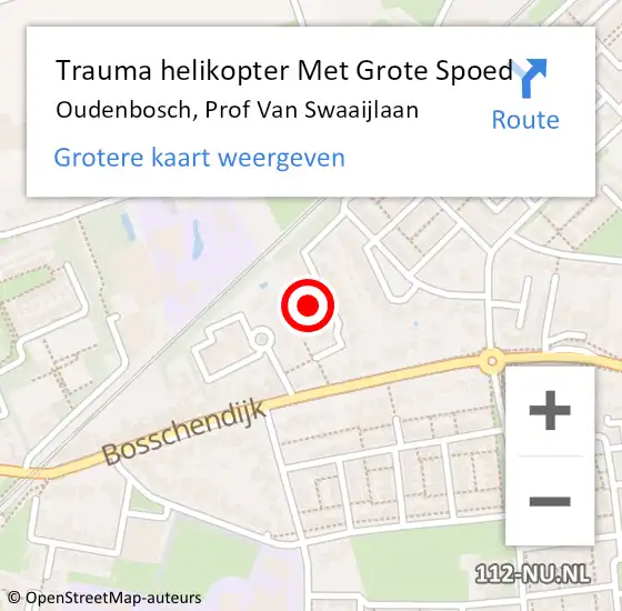 Locatie op kaart van de 112 melding: Trauma helikopter Met Grote Spoed Naar Oudenbosch, Prof Van Swaaijlaan op 19 april 2022 21:09