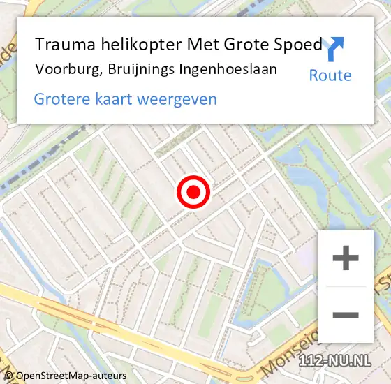 Locatie op kaart van de 112 melding: Trauma helikopter Met Grote Spoed Naar Voorburg, Bruijnings Ingenhoeslaan op 19 april 2022 21:13