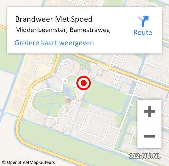 Locatie op kaart van de 112 melding: Brandweer Met Spoed Naar Middenbeemster, Bamestraweg op 19 april 2022 21:15