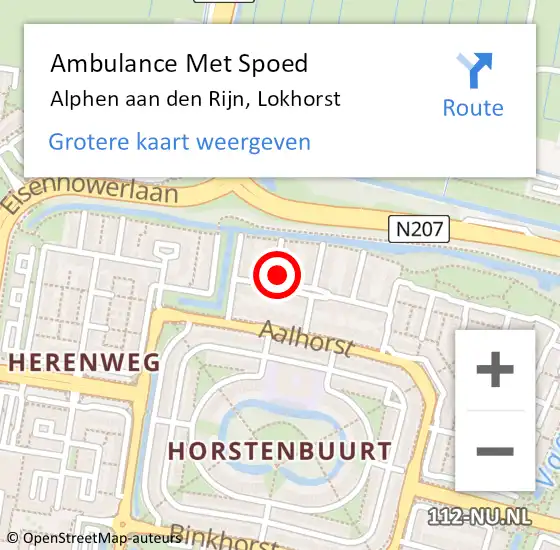 Locatie op kaart van de 112 melding: Ambulance Met Spoed Naar Alphen aan den Rijn, Lokhorst op 19 april 2022 21:20