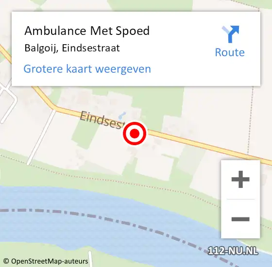 Locatie op kaart van de 112 melding: Ambulance Met Spoed Naar Balgoij, Eindsestraat op 14 juli 2014 22:22