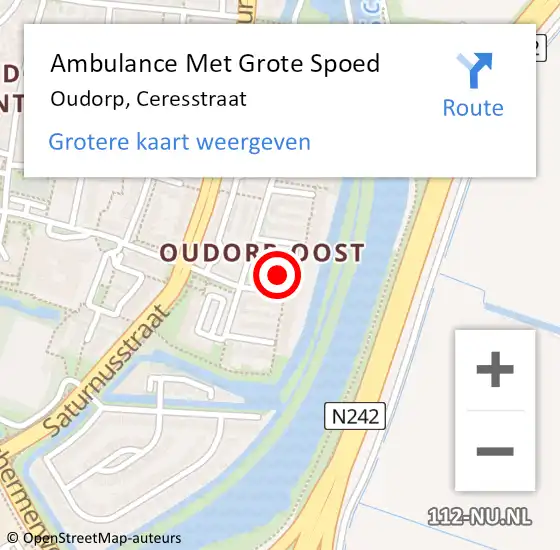 Locatie op kaart van de 112 melding: Ambulance Met Grote Spoed Naar Oudorp, Ceresstraat op 19 april 2022 22:02