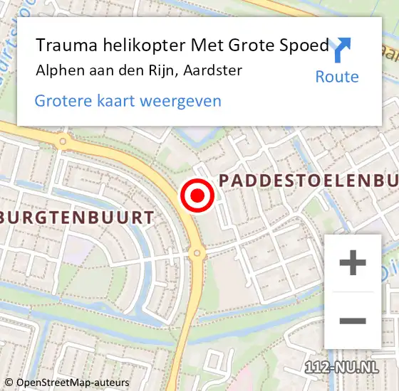 Locatie op kaart van de 112 melding: Trauma helikopter Met Grote Spoed Naar Alphen aan den Rijn, Aardster op 19 april 2022 22:31