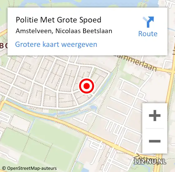 Locatie op kaart van de 112 melding: Politie Met Grote Spoed Naar Amstelveen, Nicolaas Beetslaan op 19 april 2022 23:12