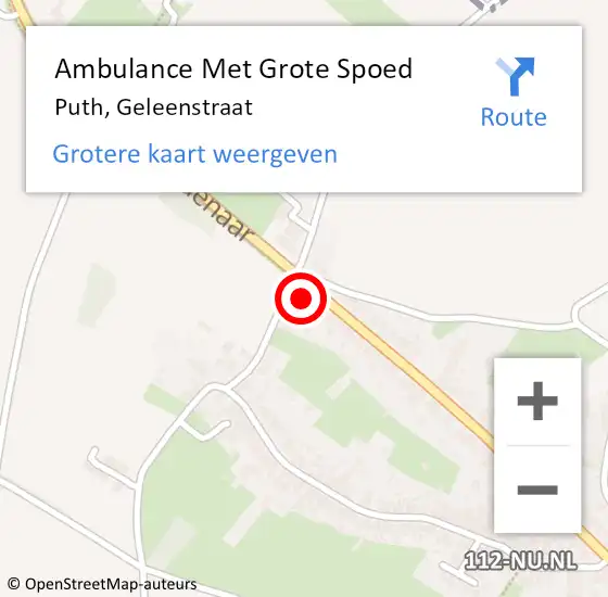 Locatie op kaart van de 112 melding: Ambulance Met Grote Spoed Naar Puth, Geleenstraat op 14 juli 2014 22:39