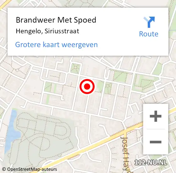 Locatie op kaart van de 112 melding: Brandweer Met Spoed Naar Hengelo, Siriusstraat op 19 april 2022 23:59