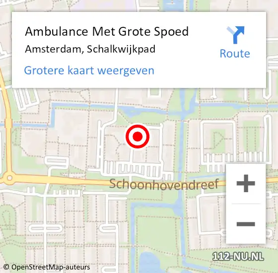 Locatie op kaart van de 112 melding: Ambulance Met Grote Spoed Naar Amsterdam-Zuidoost, Schalkwijkpad op 20 april 2022 00:15