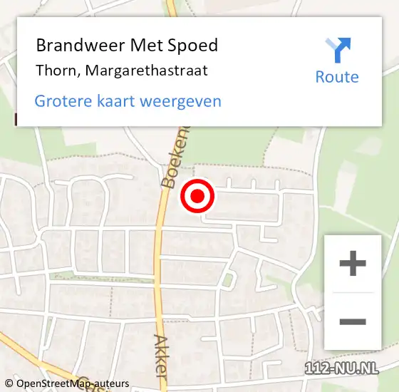 Locatie op kaart van de 112 melding: Brandweer Met Spoed Naar Thorn, Margarethastraat op 20 april 2022 01:21